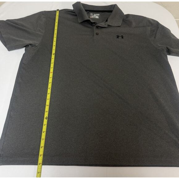 Under Armour Mens 2XL HeatGear Loose Fit Performance Polo Shirt Gray With Logo - Picture 9 of 10